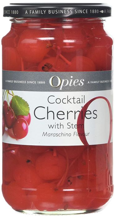 Opies Red Cocktail Cherries with Stem 500g