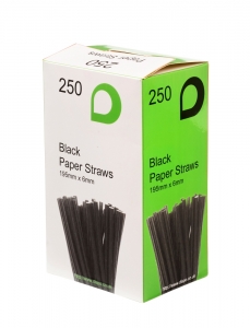 Black Paper Straws x 150