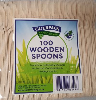 100% Compostable Wooden Dessert Spoons x 100