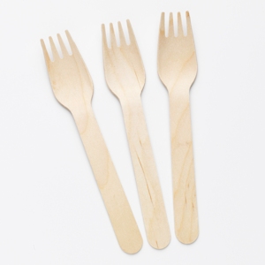 100% Compostable Wooden Forks x 100