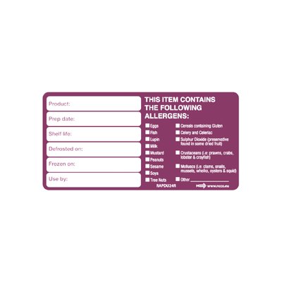 Allergen  Food Labels x 500