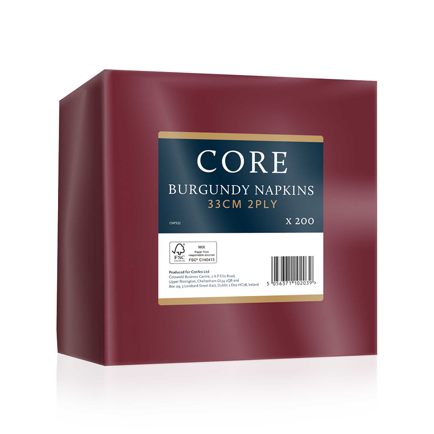 Core 33cm 2ply Burgundy Napkins x200