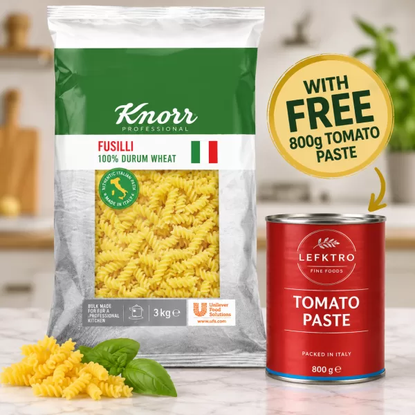 Knorr Fusilli 3kg + Tomato Puree 800g