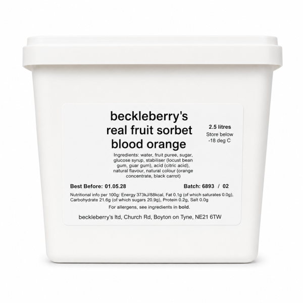 Beckleberrys Blood Orange Sorbet 2.5ltr